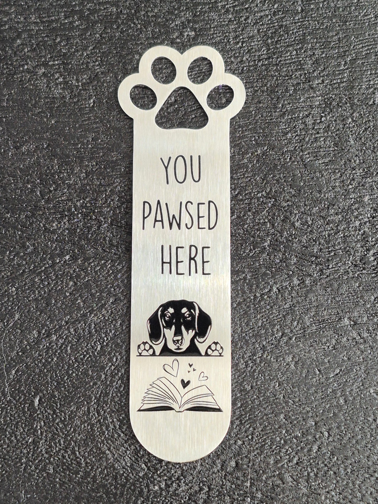 Metalen teckel bladwijzer ´You pawsed here´