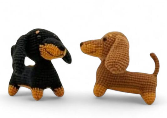 DIY haakpakket chocotan en black & tan teckel staand