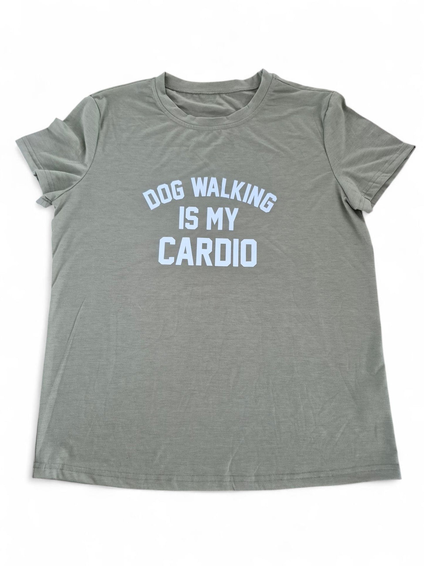 Dames t-shirt 'Dog walking is my cardio'