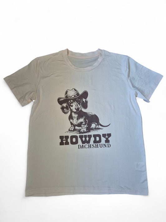 Dames t-shirt Howdy Dachshund korthaar