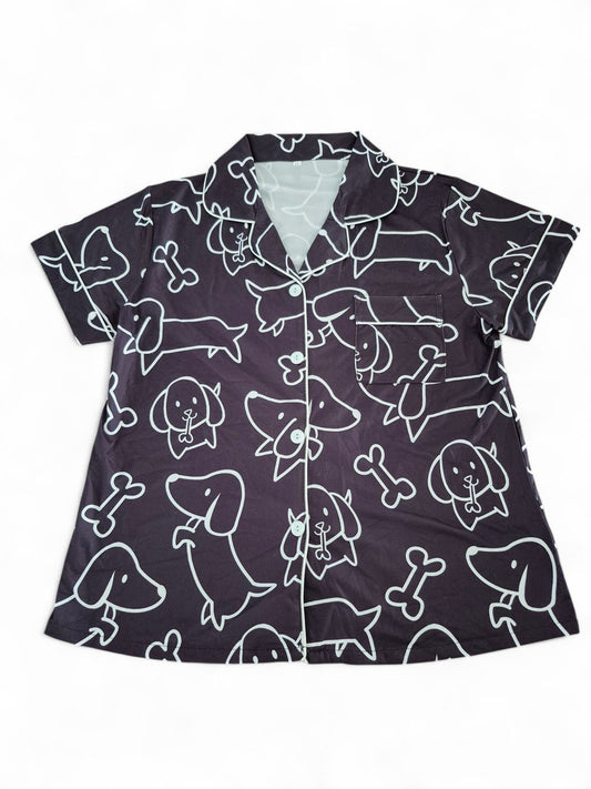 Teckel dames pyjama zwart-wit