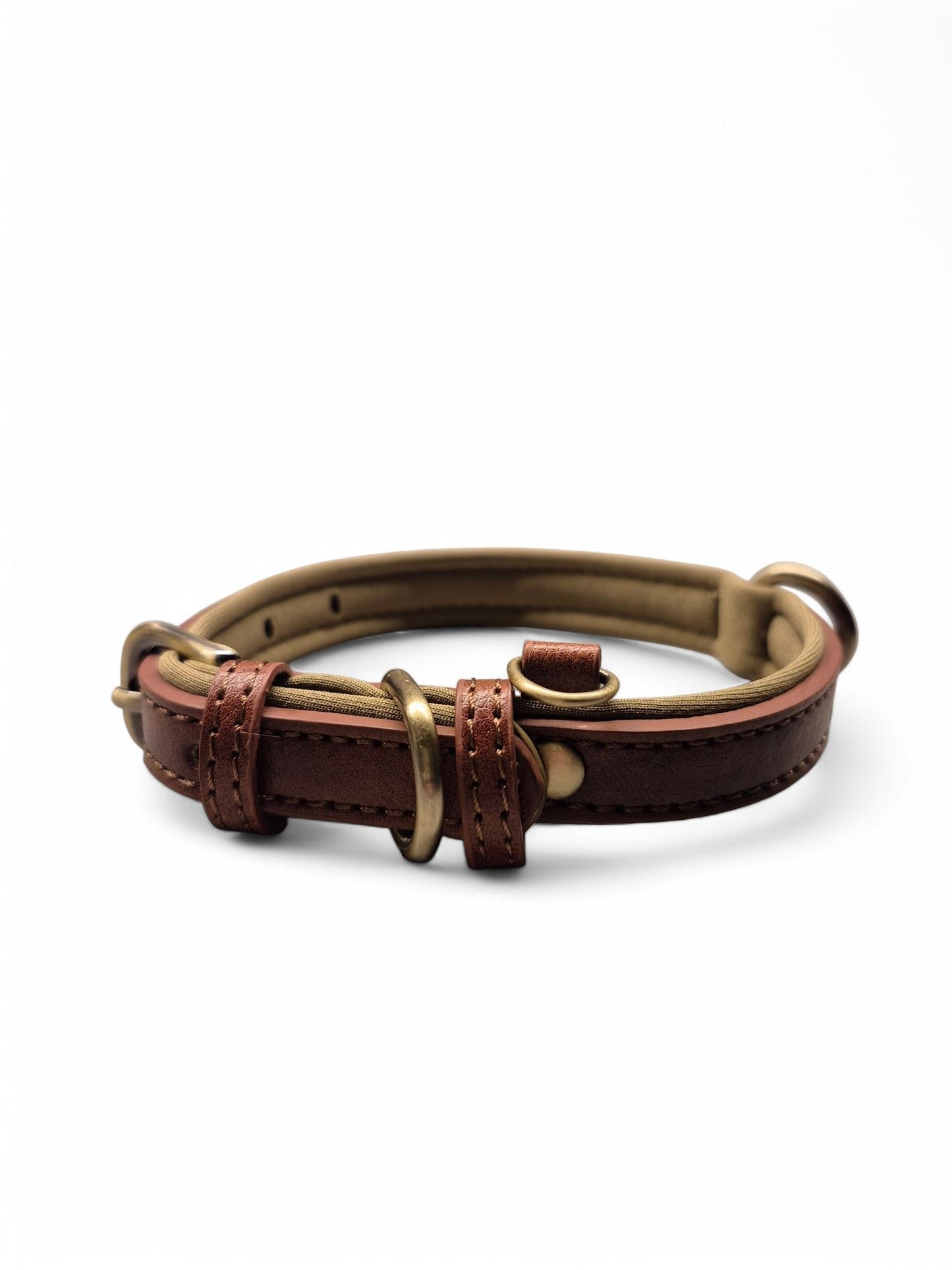 Kunstlederen halsband donkerbruin in twee maten