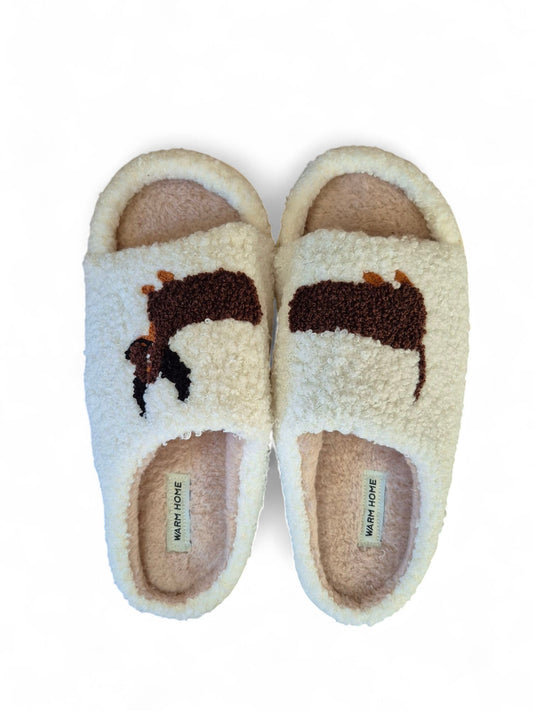 Pluchen slippers happy teckel