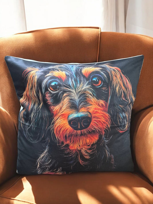 Sierkussen ruwhaar zwarte achtergrond