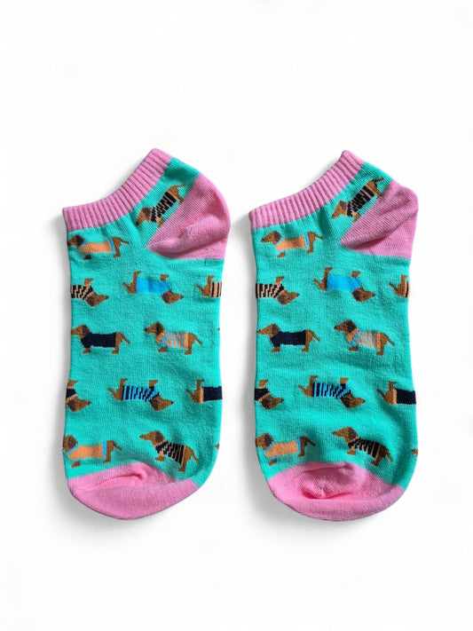 Teckel enkelsokken mint/roze 35-38