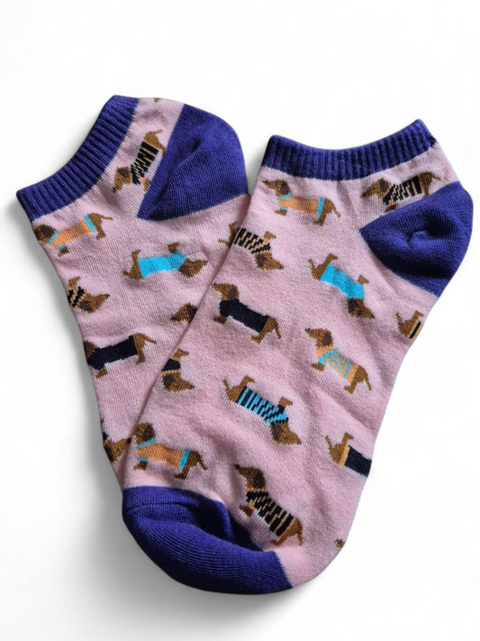 Teckel enkelsokken roze/paars 35-38