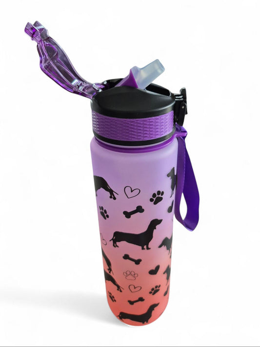 Teckel waterfles oranje-paars