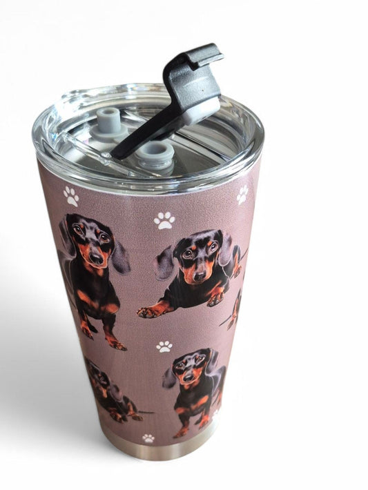 Coffee to go thermosbeker black & tan teckels