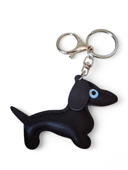 Leuke lederlook teckel sleutelhanger