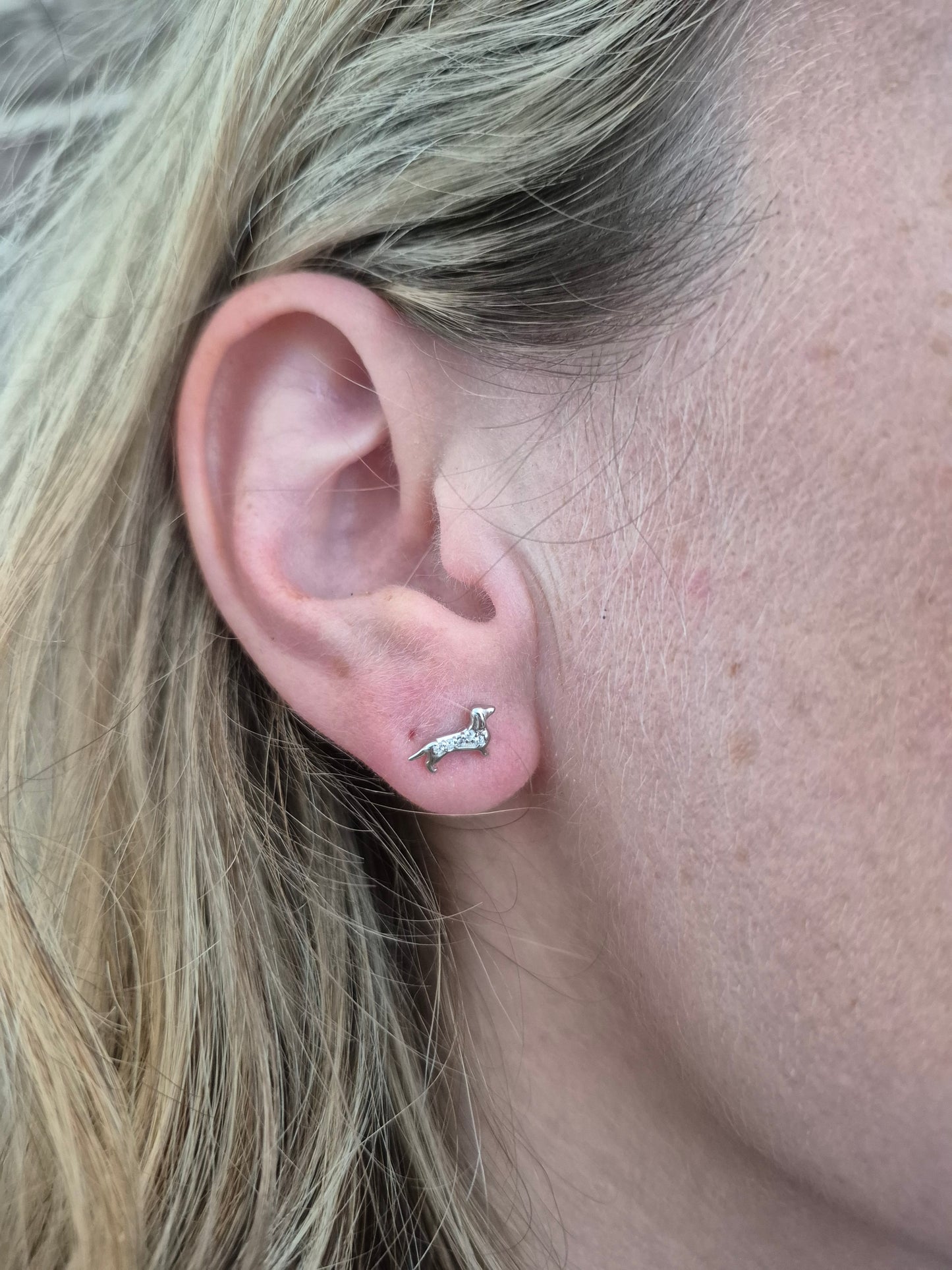 Fijne sterling silver teckel oorstekers