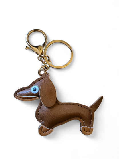 Leuke lederlook teckel sleutelhanger