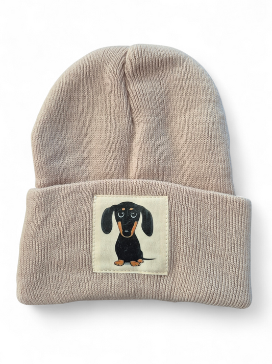 Fijngebreide muts black & tan