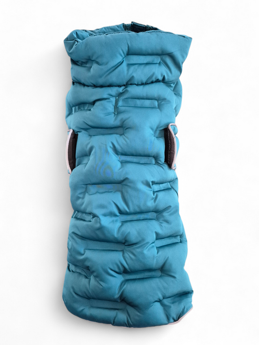 Gevoerde petrol hondenjas met klittenband