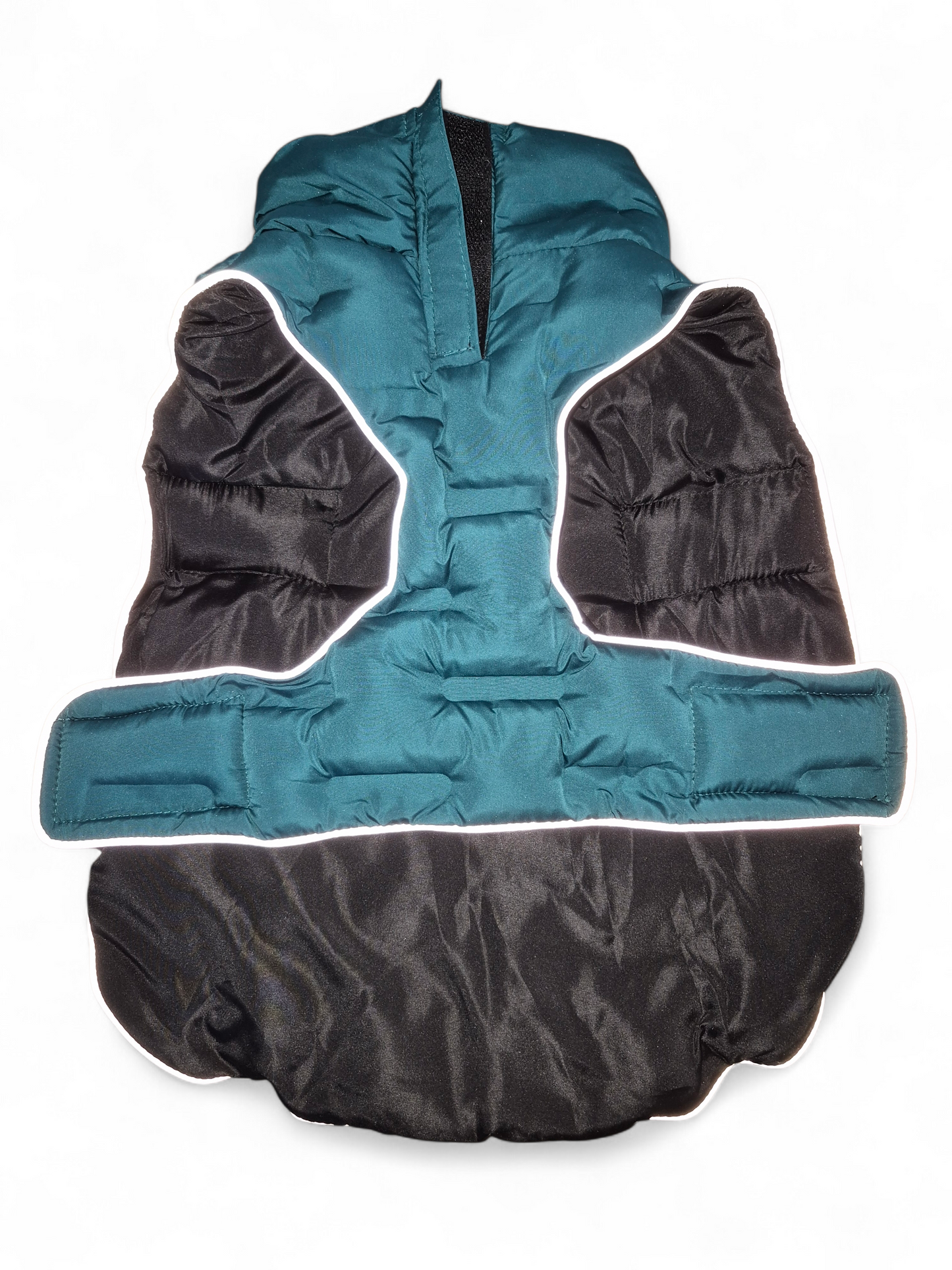 Gevoerde petrol hondenjas met klittenband