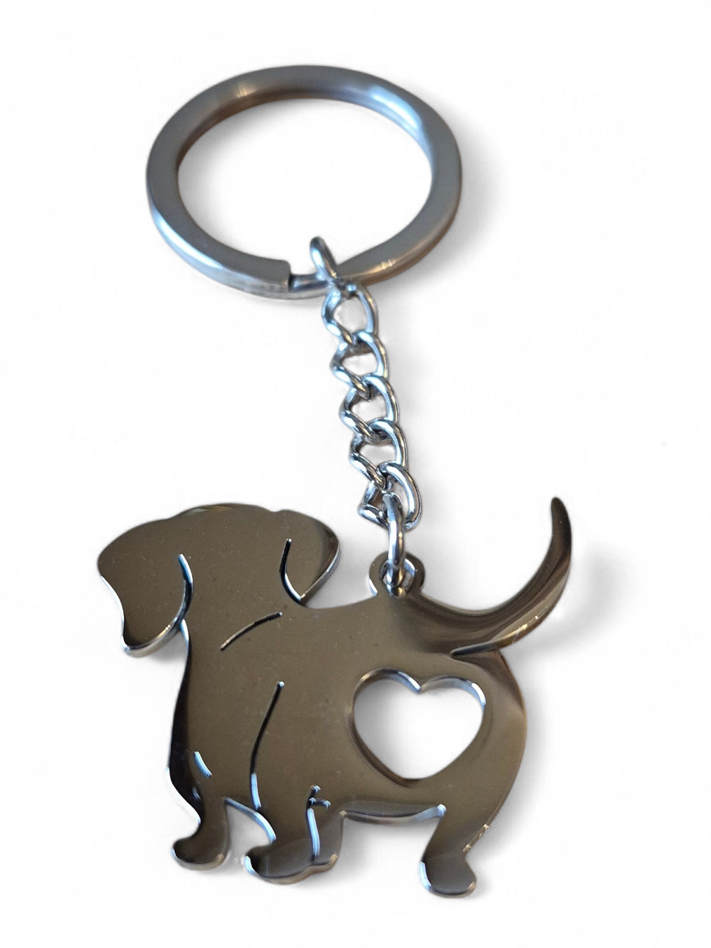 Sleutelhanger teckelkontje zilver