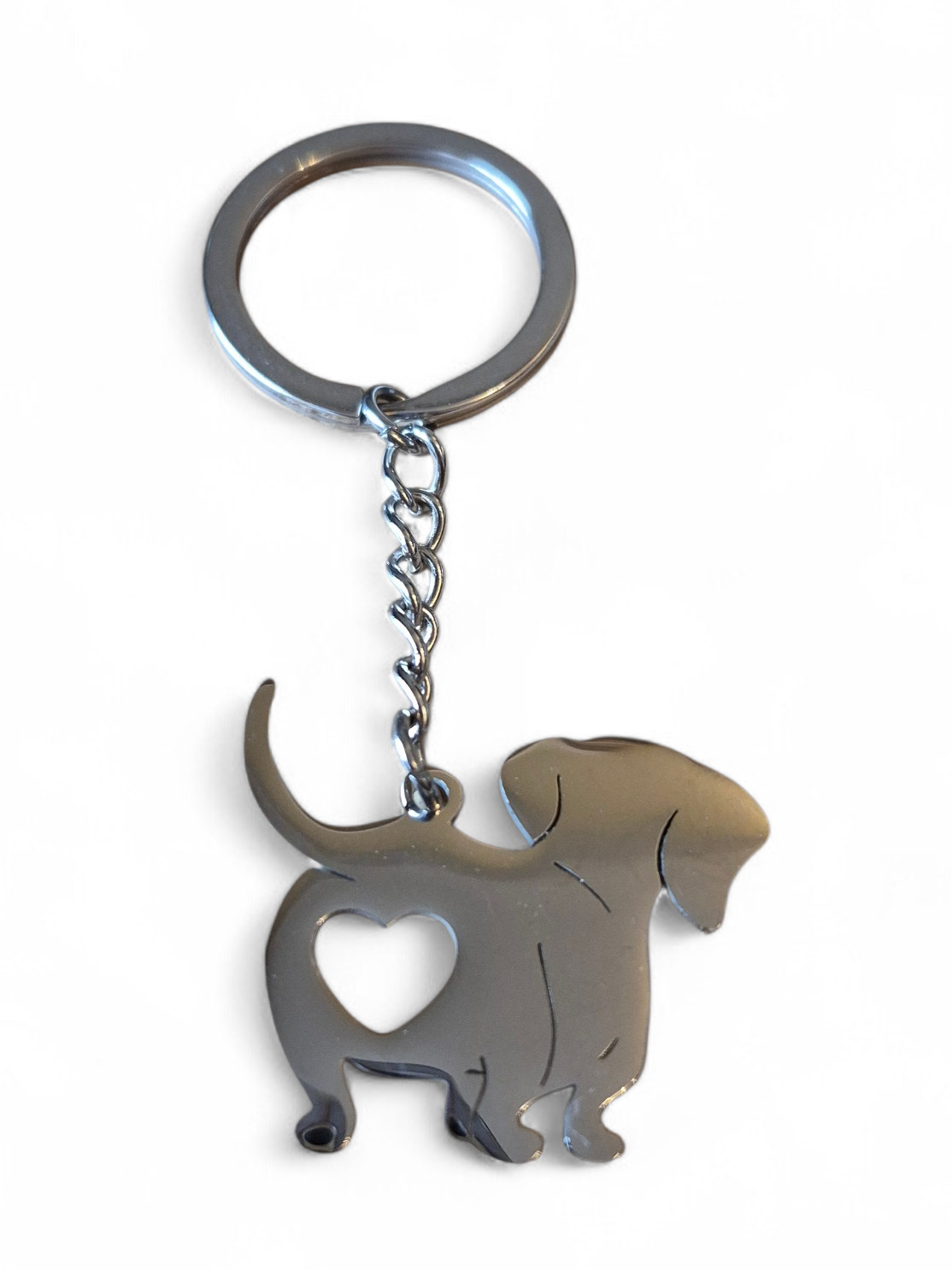 Sleutelhanger teckelkontje zilver