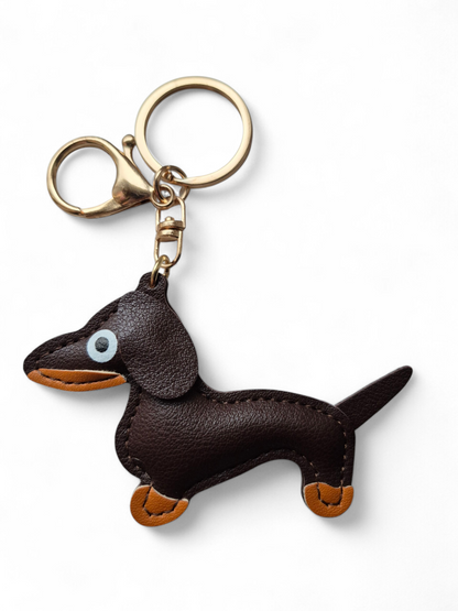 Leuke lederlook teckel sleutelhanger