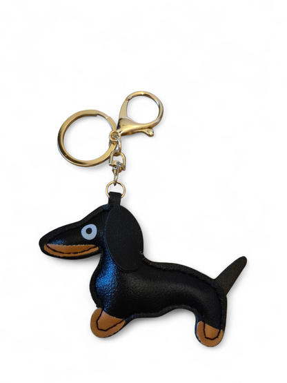 Leuke lederlook teckel sleutelhanger