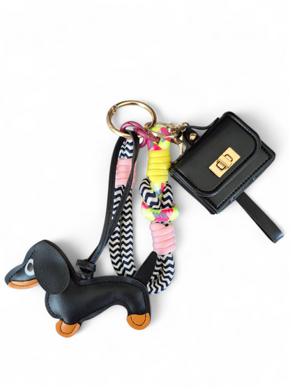 Teckel bag charm met mini handtas