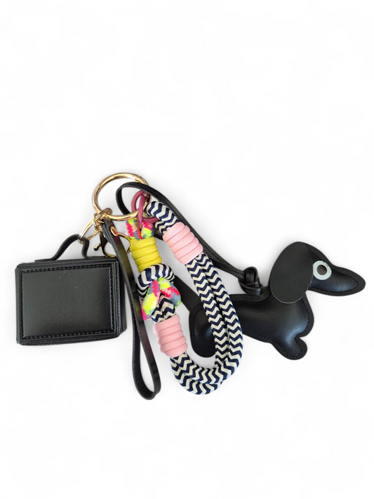 Teckel bag charm met mini handtas