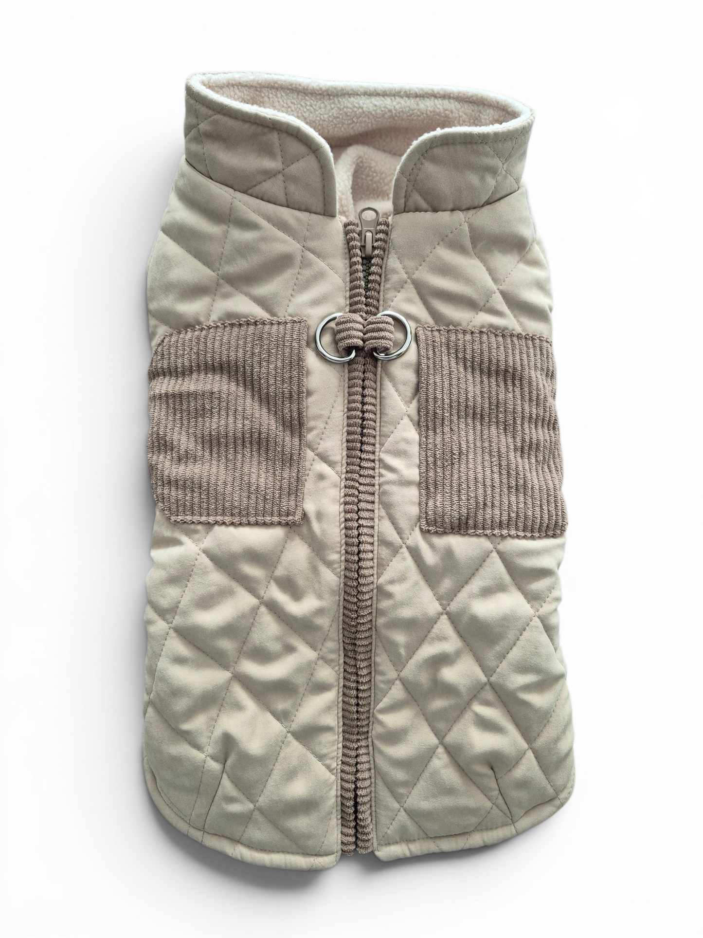Beige hondenjas met zakjes