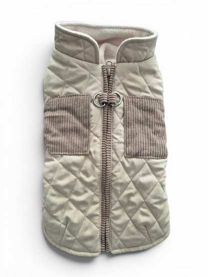 Beige hondenjas met zakjes