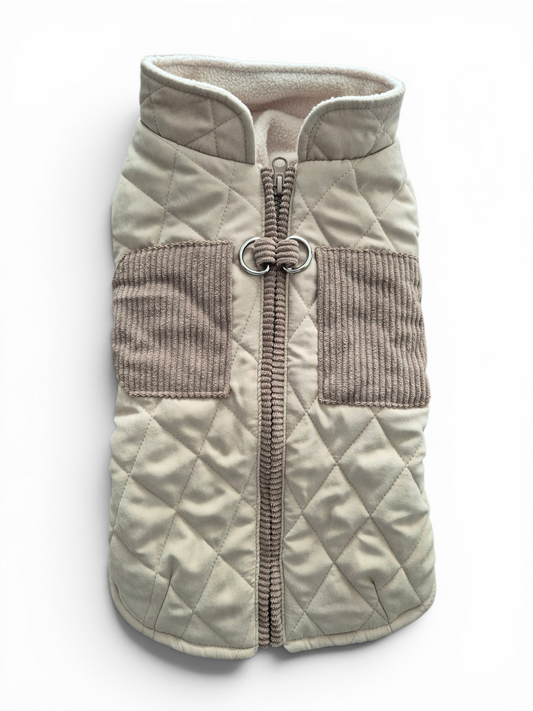 Beige hondenjas met zakjes