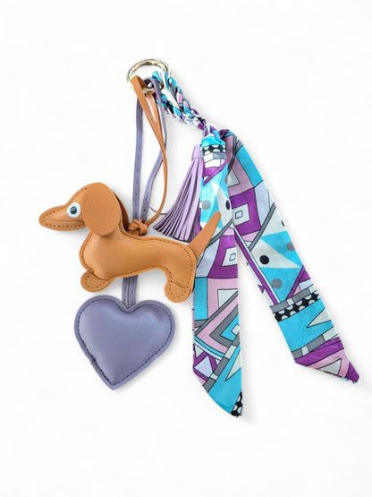 Teckel bag charm 'red' and purple