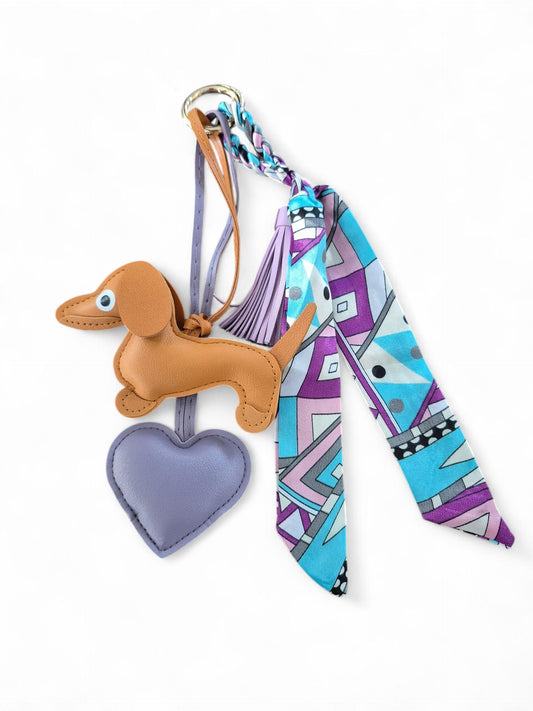 Teckel bag charm 'red' and purple