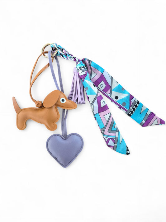 Teckel bag charm 'red' and purple