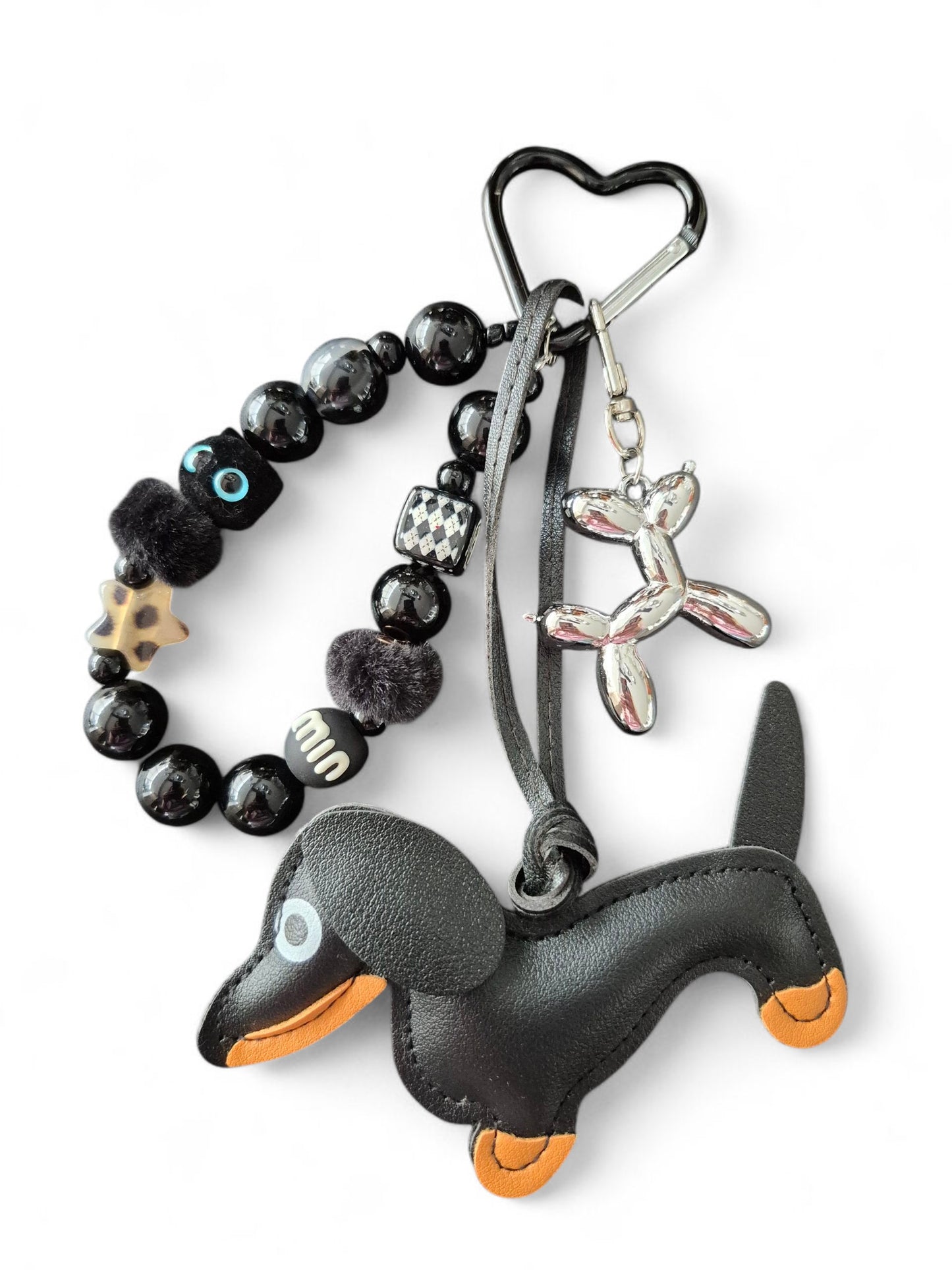 Teckel bag charm black kitty