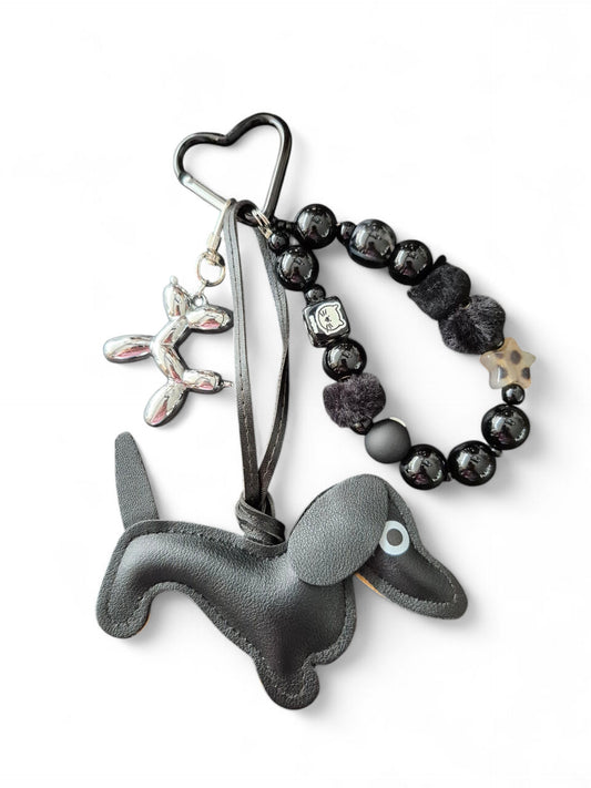 Teckel bag charm black kitty