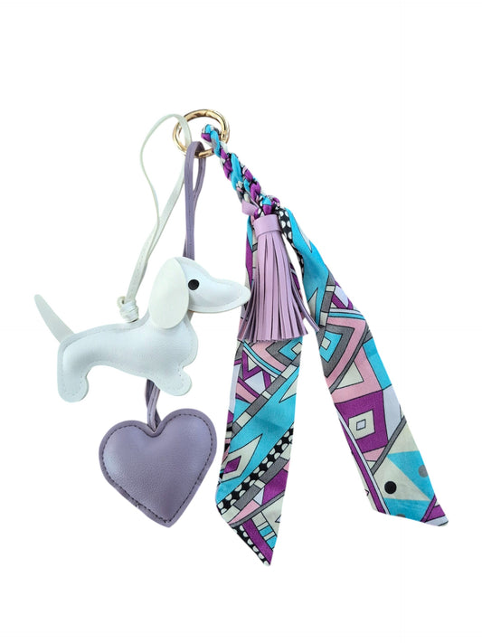 Teckel bag charm white and purple