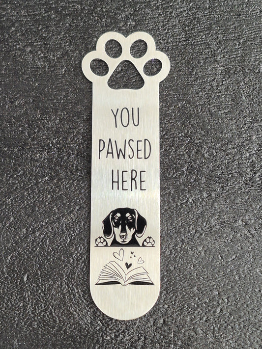 Metalen teckel bladwijzer ´You pawsed here´