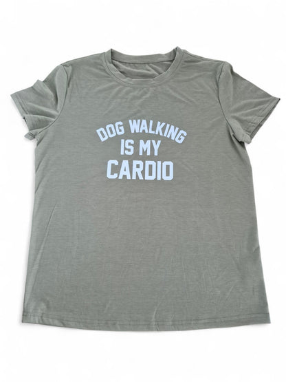 Dames t-shirt 'Dog walking is my cardio'