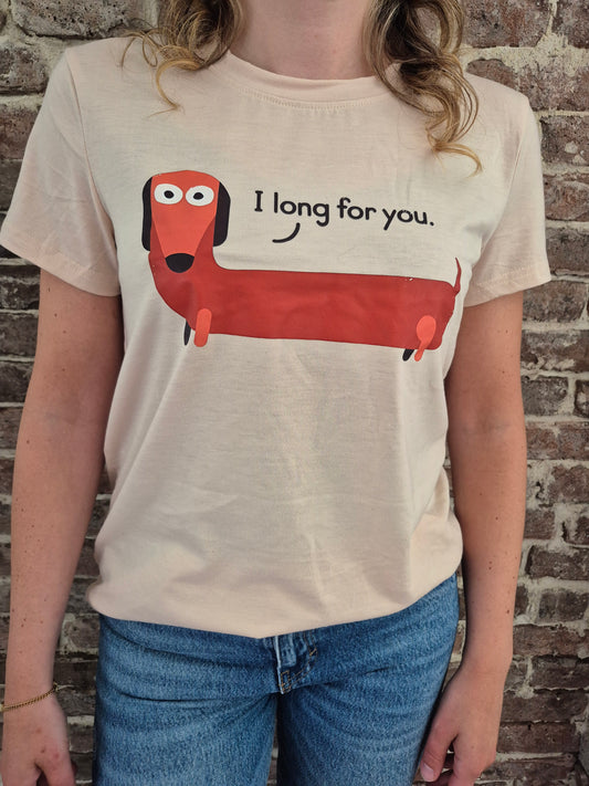 Dames t-shirt 'I long for you'