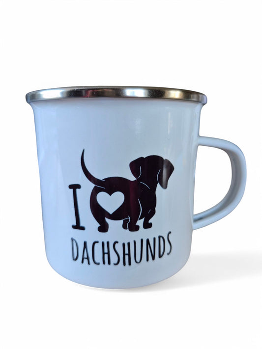 Emaille ´I love dachshunds´ mok
