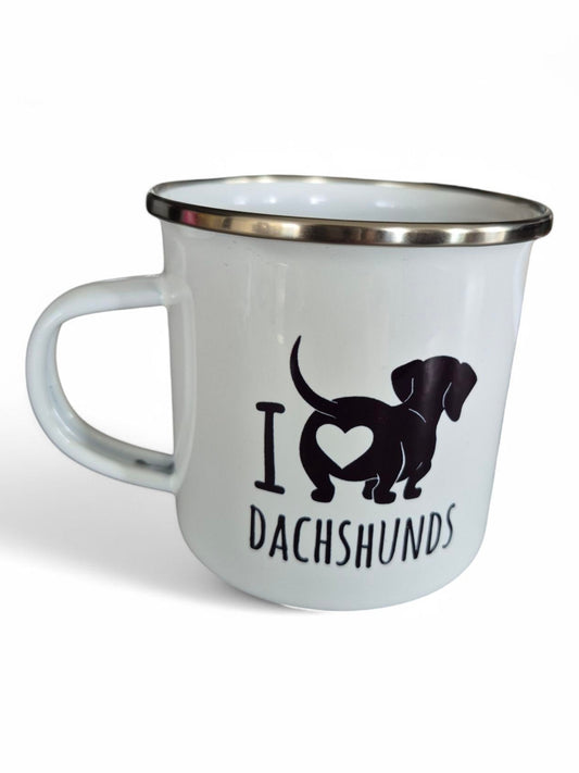 Emaille ´I love dachshunds´ mok