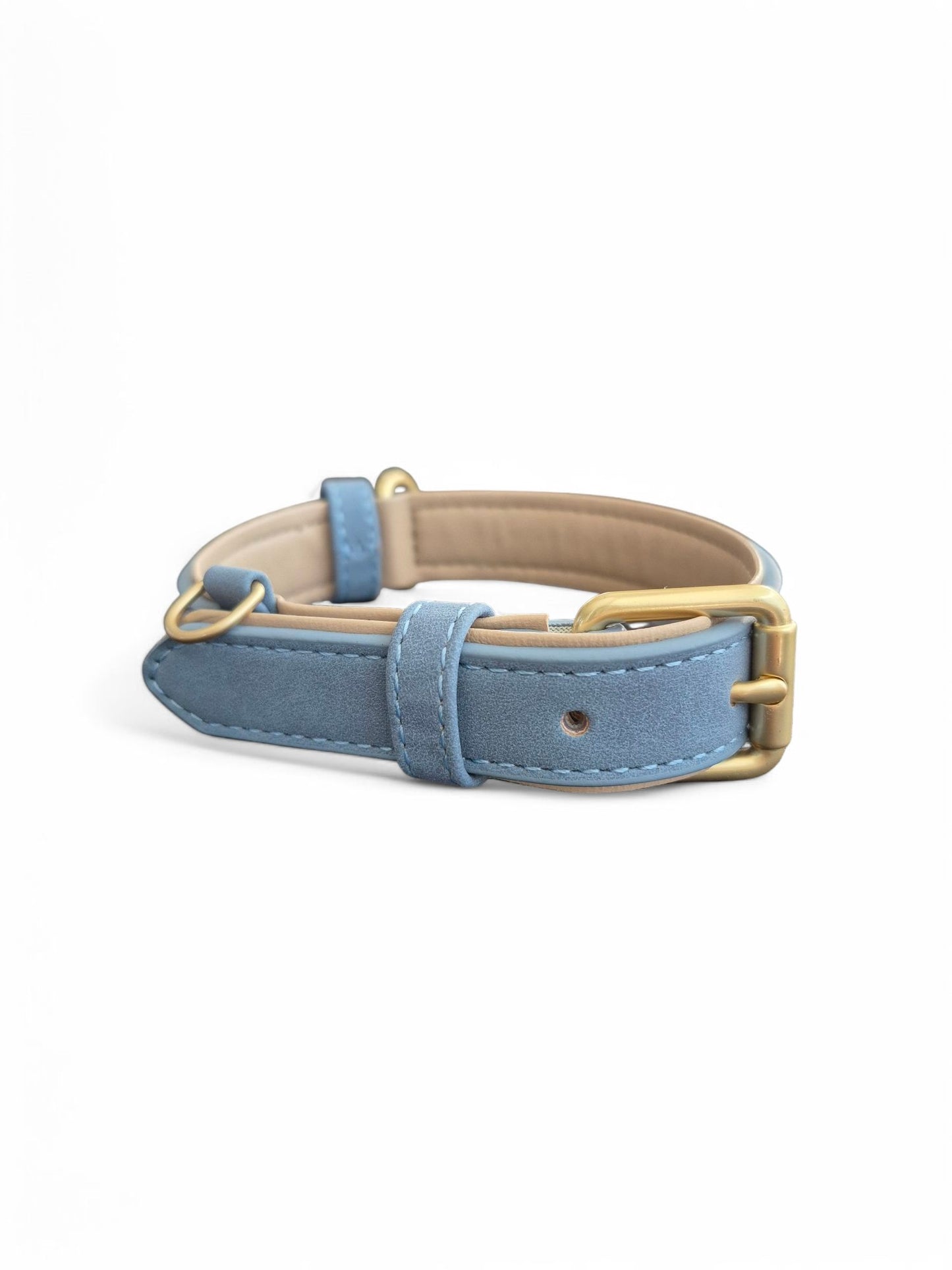 Suède-look halsband lichtblauw in twee maten