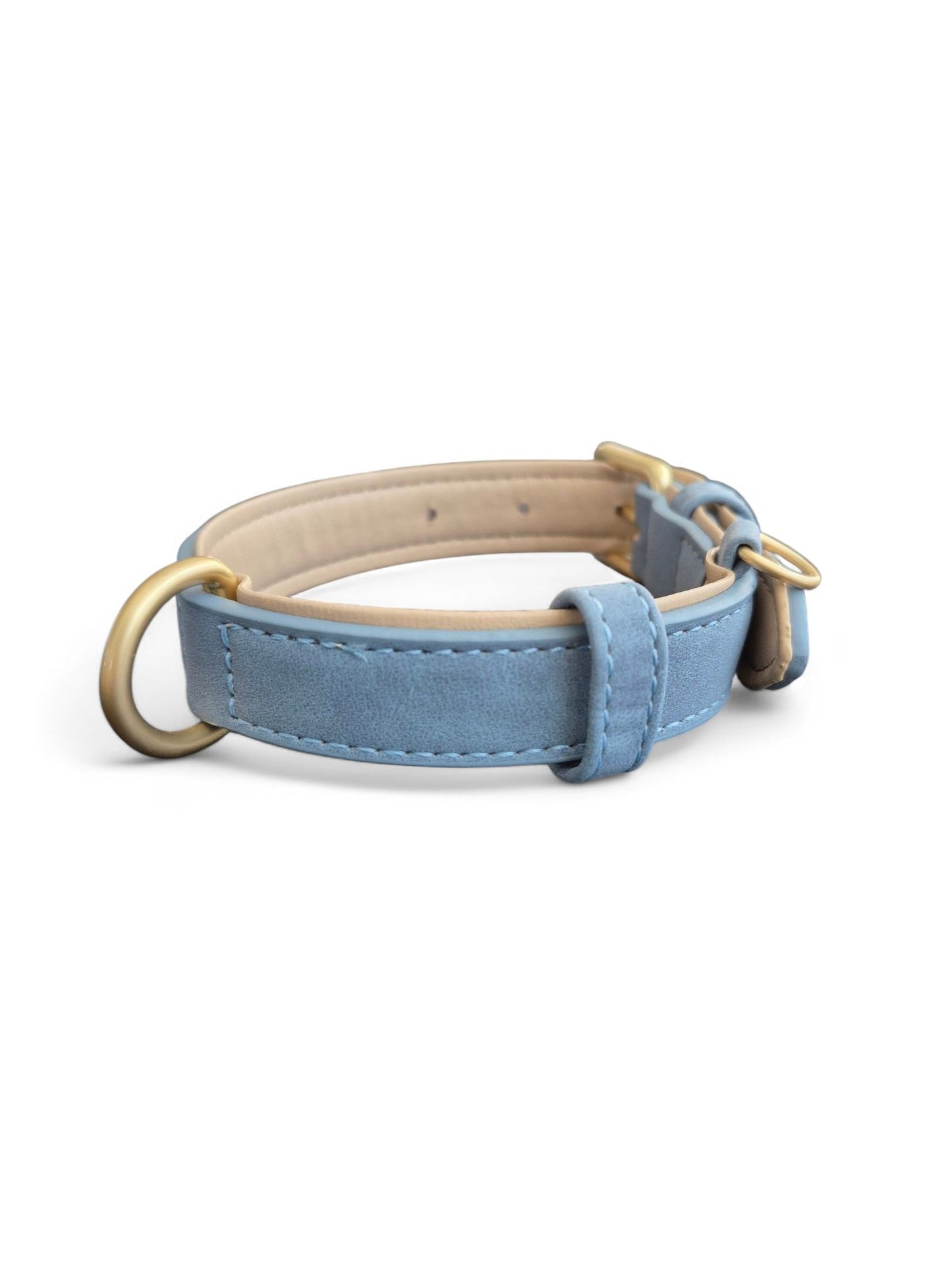 Suède-look halsband lichtblauw in twee maten