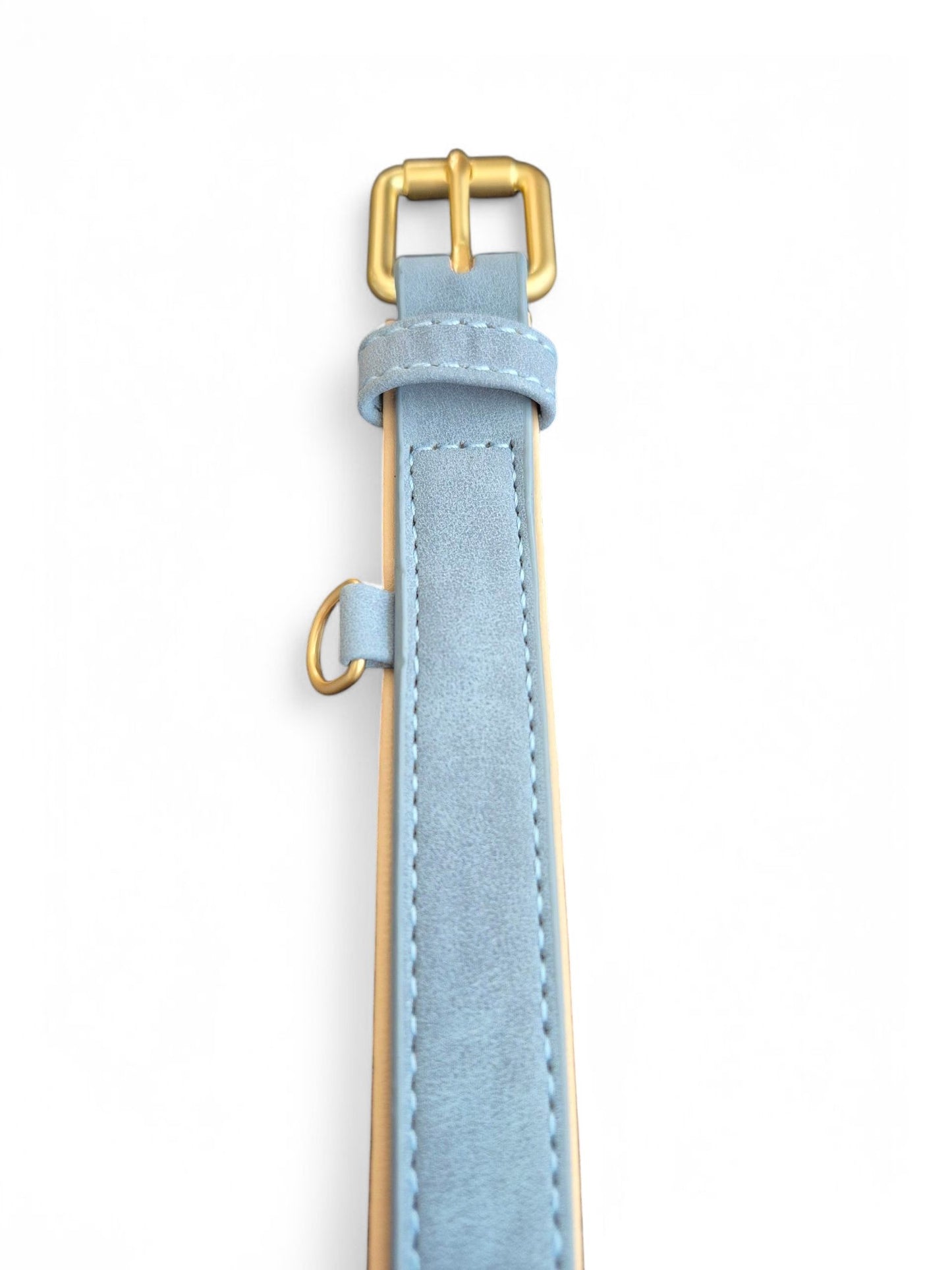 Suède-look halsband lichtblauw in twee maten