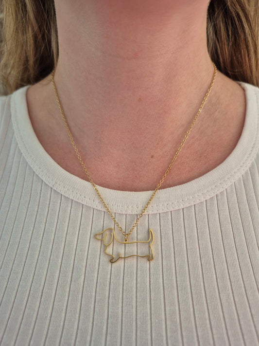 Fijne teckel ketting (rvs)
