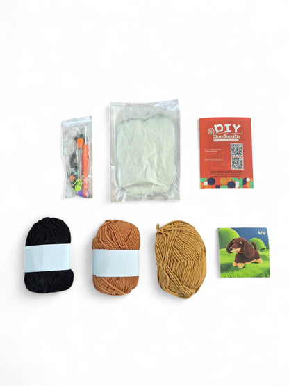 DIY haakpakket chocotan en black & tan teckel staand