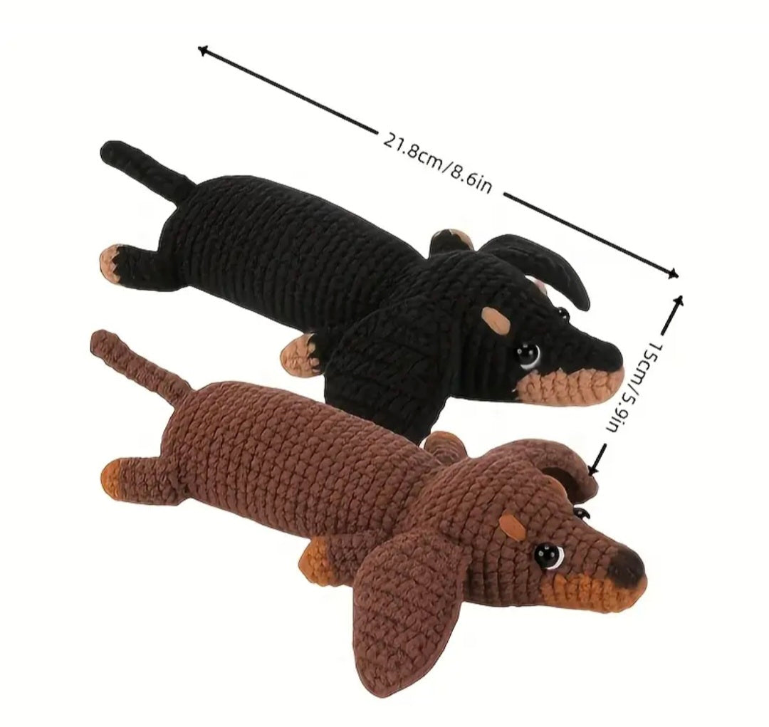 DIY haakpakket chocotan en black & tan teckel
