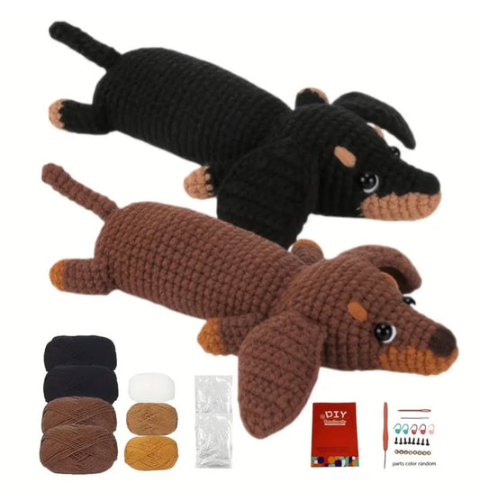 DIY haakpakket chocotan en black & tan teckel