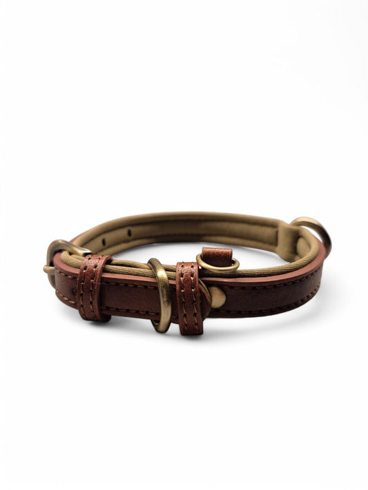 Kunstlederen halsband donkerbruin in twee maten