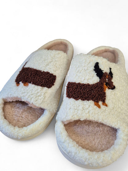 Pluchen slippers happy teckel