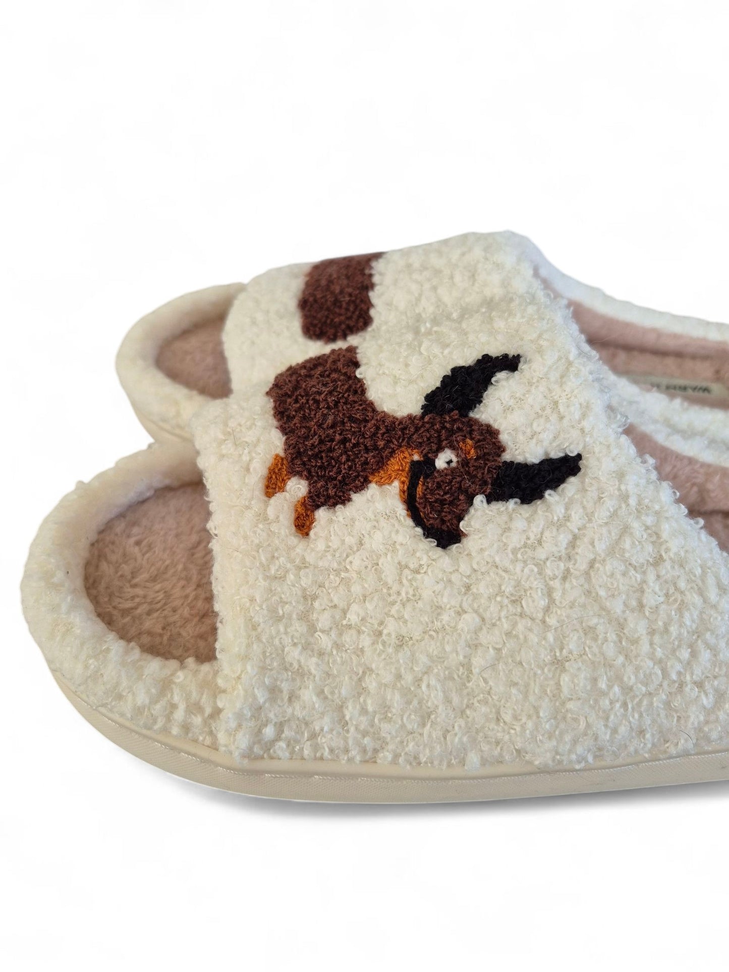 Pluchen slippers happy teckel