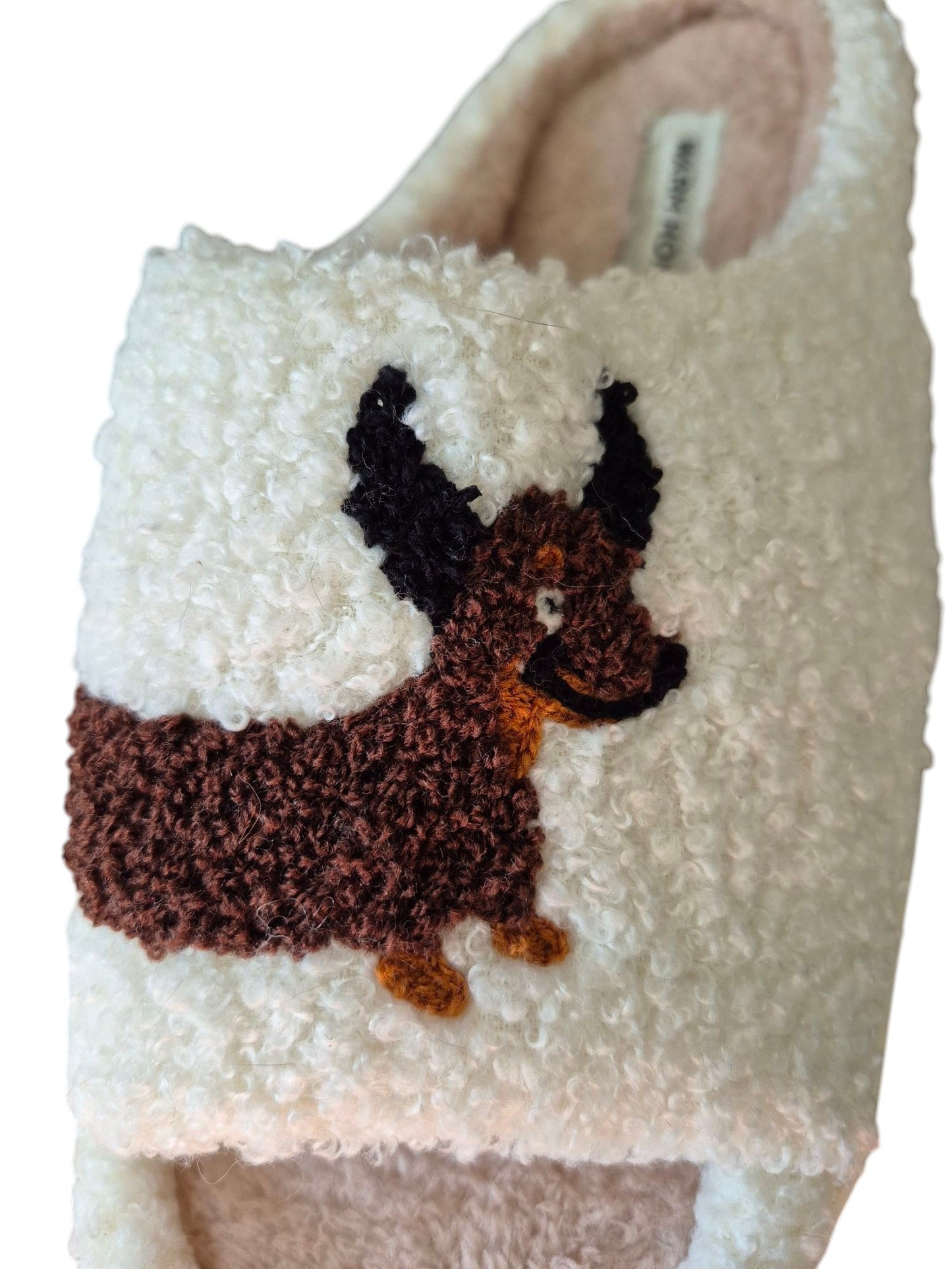 Pluchen slippers happy teckel