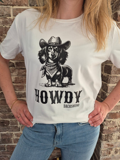 Dames t-shirt Howdy Dachshund langhaar